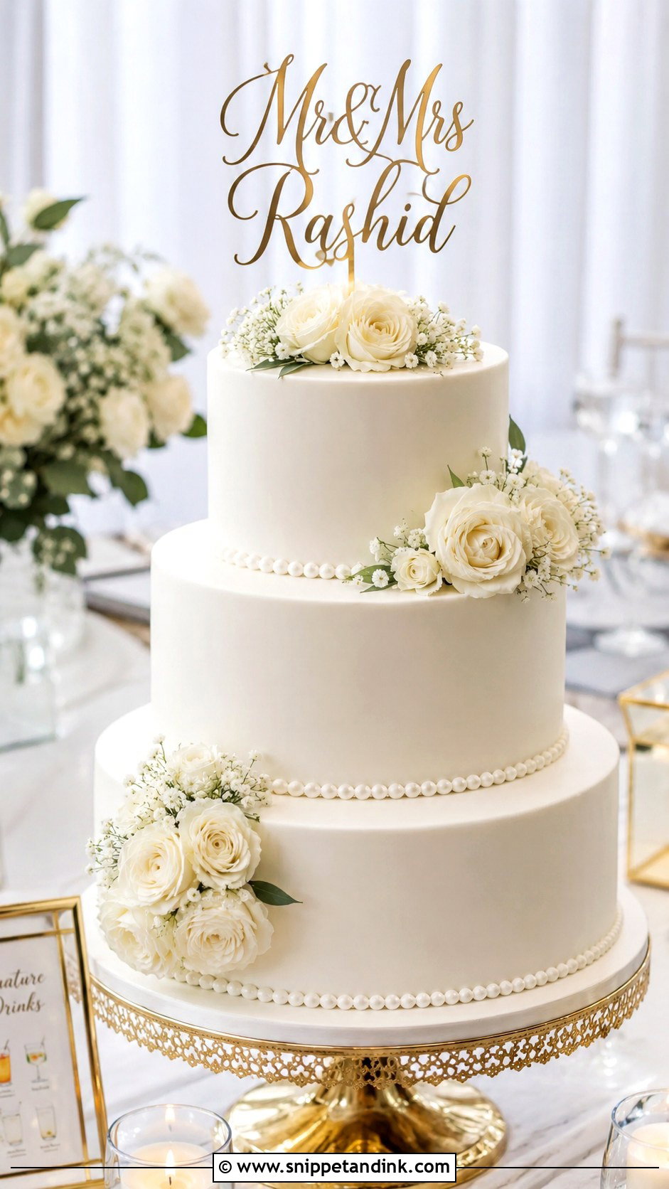 Calligraphy Wedding Cake Top - Snippet and Ink - 25 Wedding Cake Tops