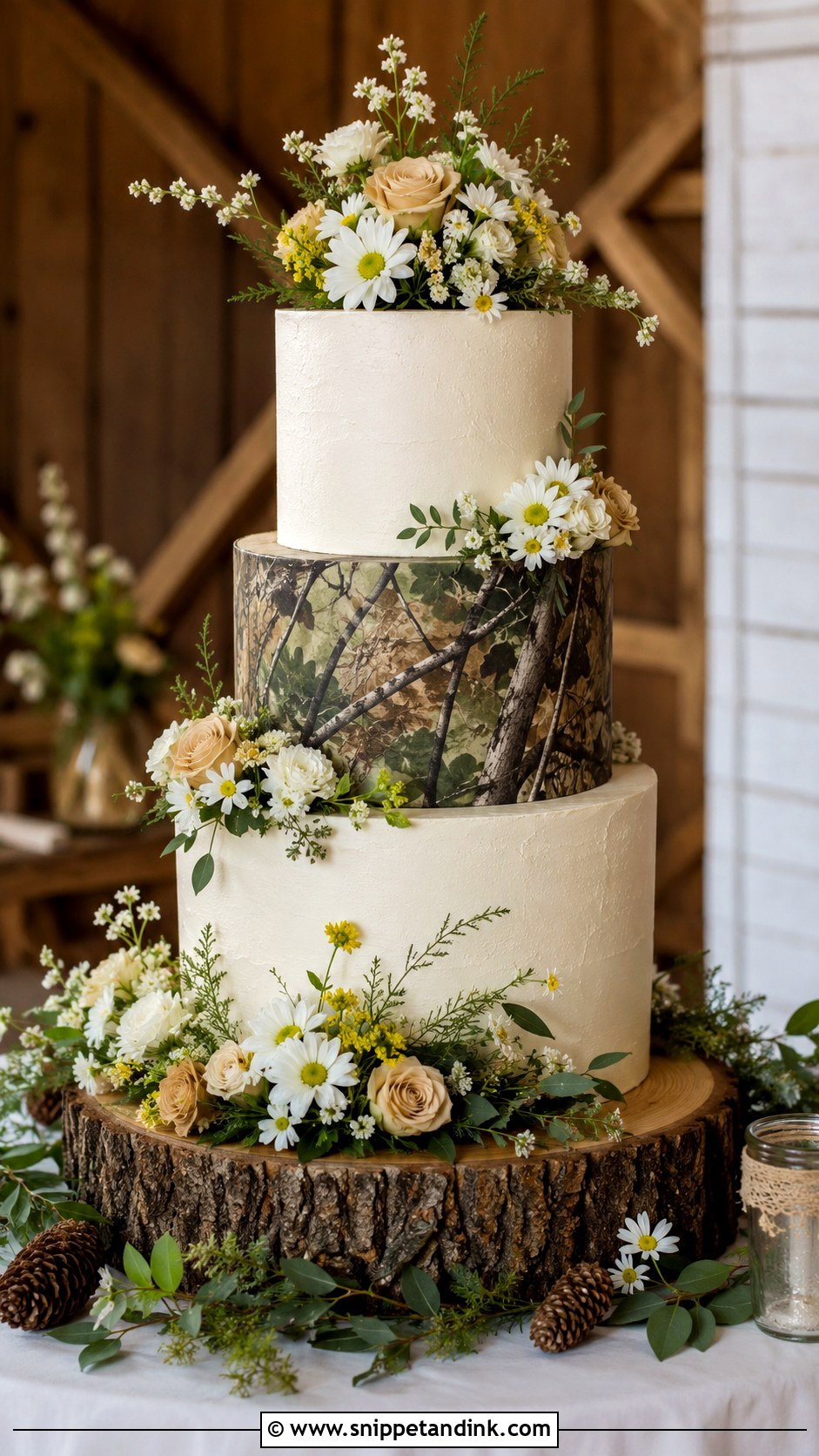 Camo Wedding Cake With Country Flowers - Snippet and Ink - 20 Camo Wedding Cake Ideas