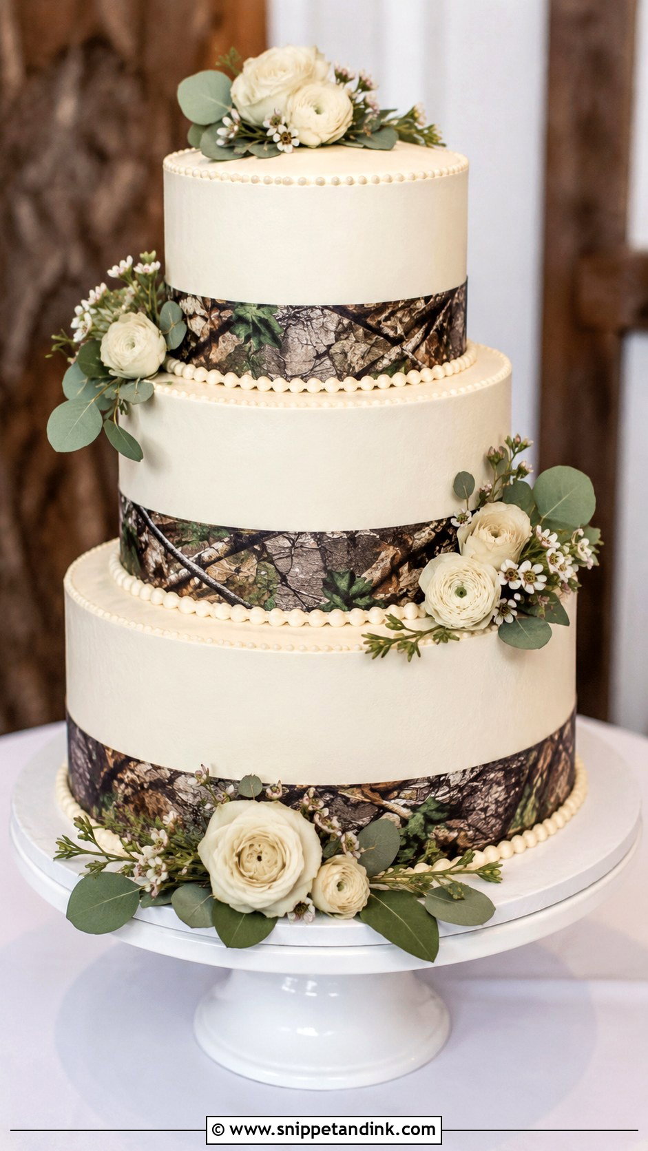 Camo Wedding Cake With Ivory Buttercream - Snippet and Ink - 20 Camo Wedding Cake Ideas