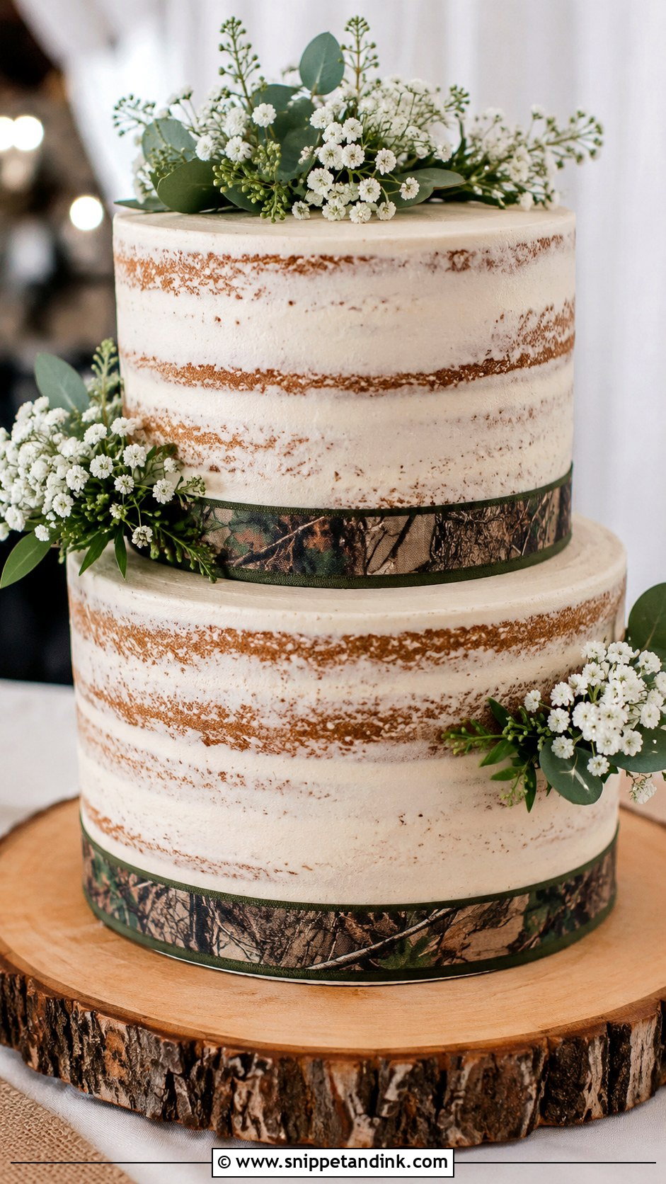 Camo Wedding Cake With Naked Frosting - Snippet and Ink - 20 Camo Wedding Cake Ideas