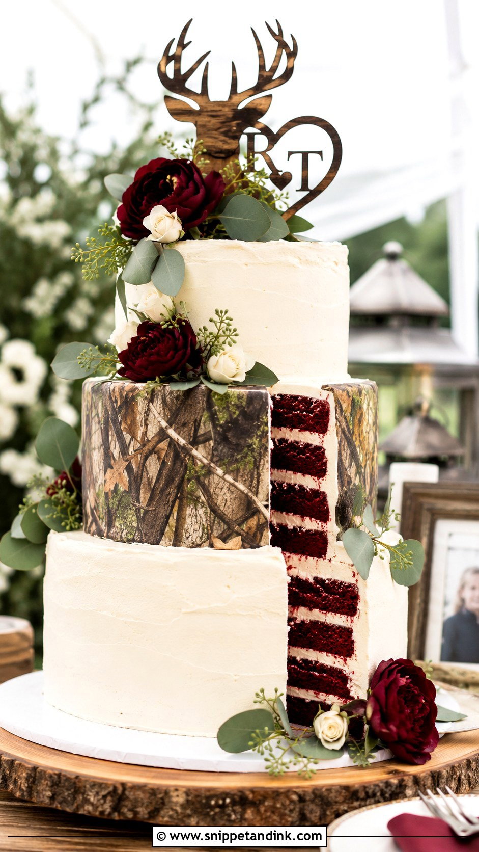 Camo Wedding Cake With Red Velvet - Snippet and Ink - 20 Camo Wedding Cake Ideas