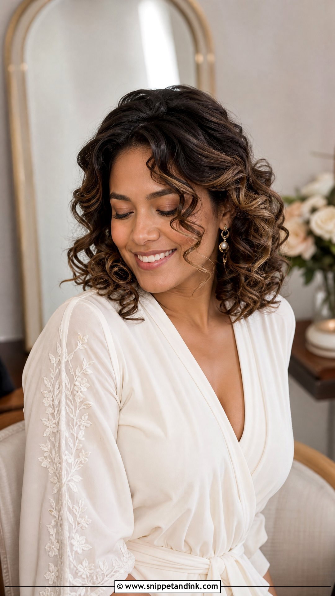 Caramel Balayage Bridal Curls - Snippet and Ink - 15 Bridal Hair Color Balayage Ideas