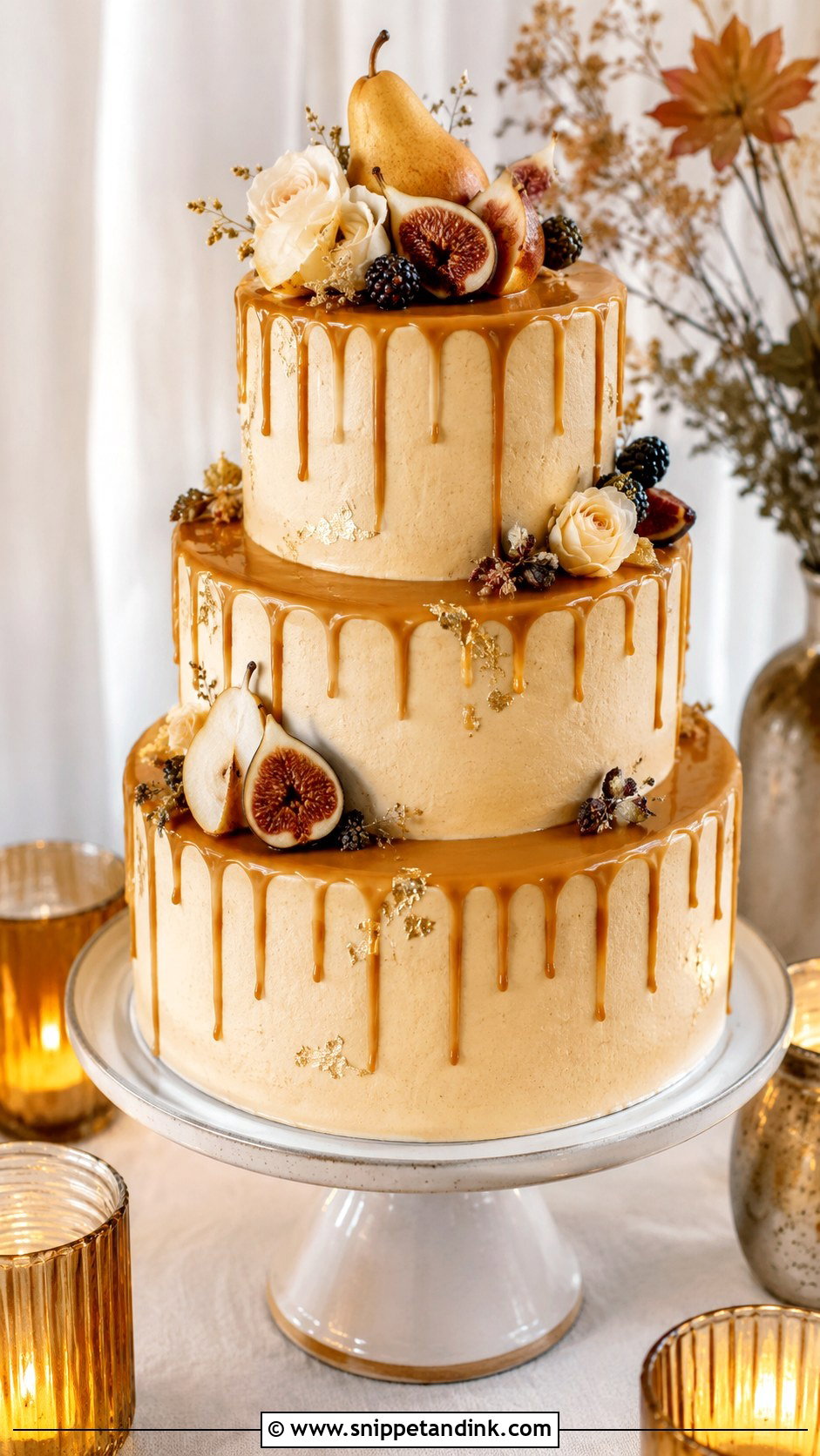 Caramel Drip Wedding Cake - Snippet and Ink - 20 Autumn Theme Cake Ideas for Wedding