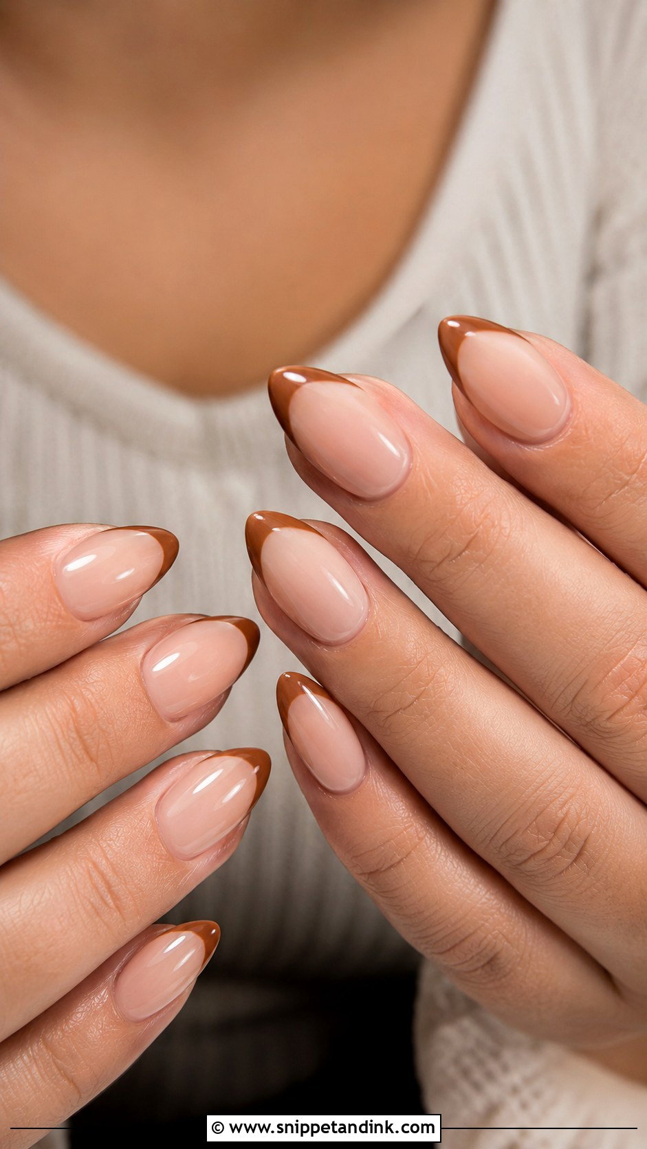 Caramel French Tip Fall Wedding Nails - Snippet and Ink - 20 Fall Nails for Wedding
