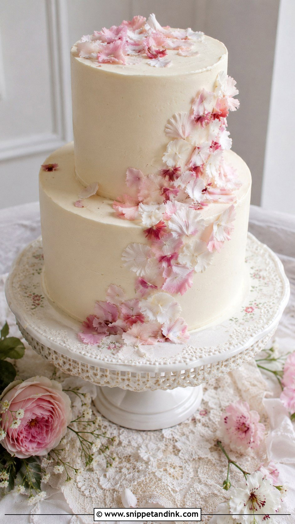 Carnation Wedding Cake - Snippet and Ink - 20 Edible Flowers on Cake Ideas for Wedding