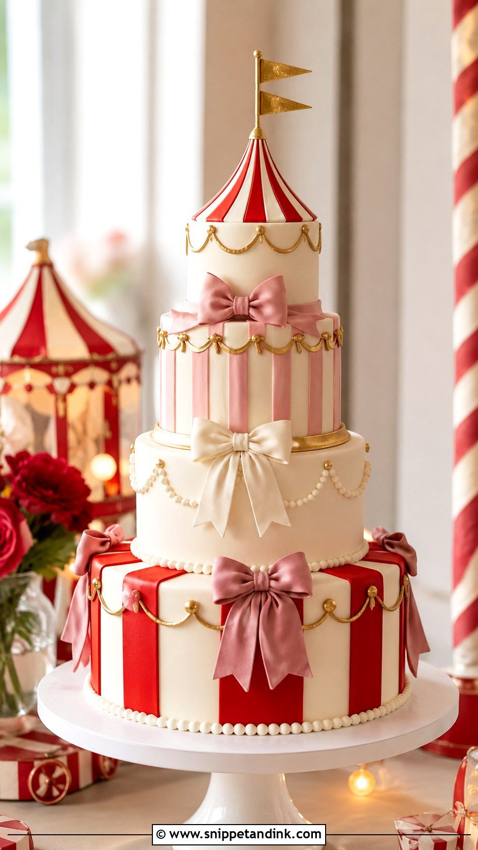 Carnival Stripe Wedding Cake - Snippet and Ink - 20 Circus Wedding Cake Ideas