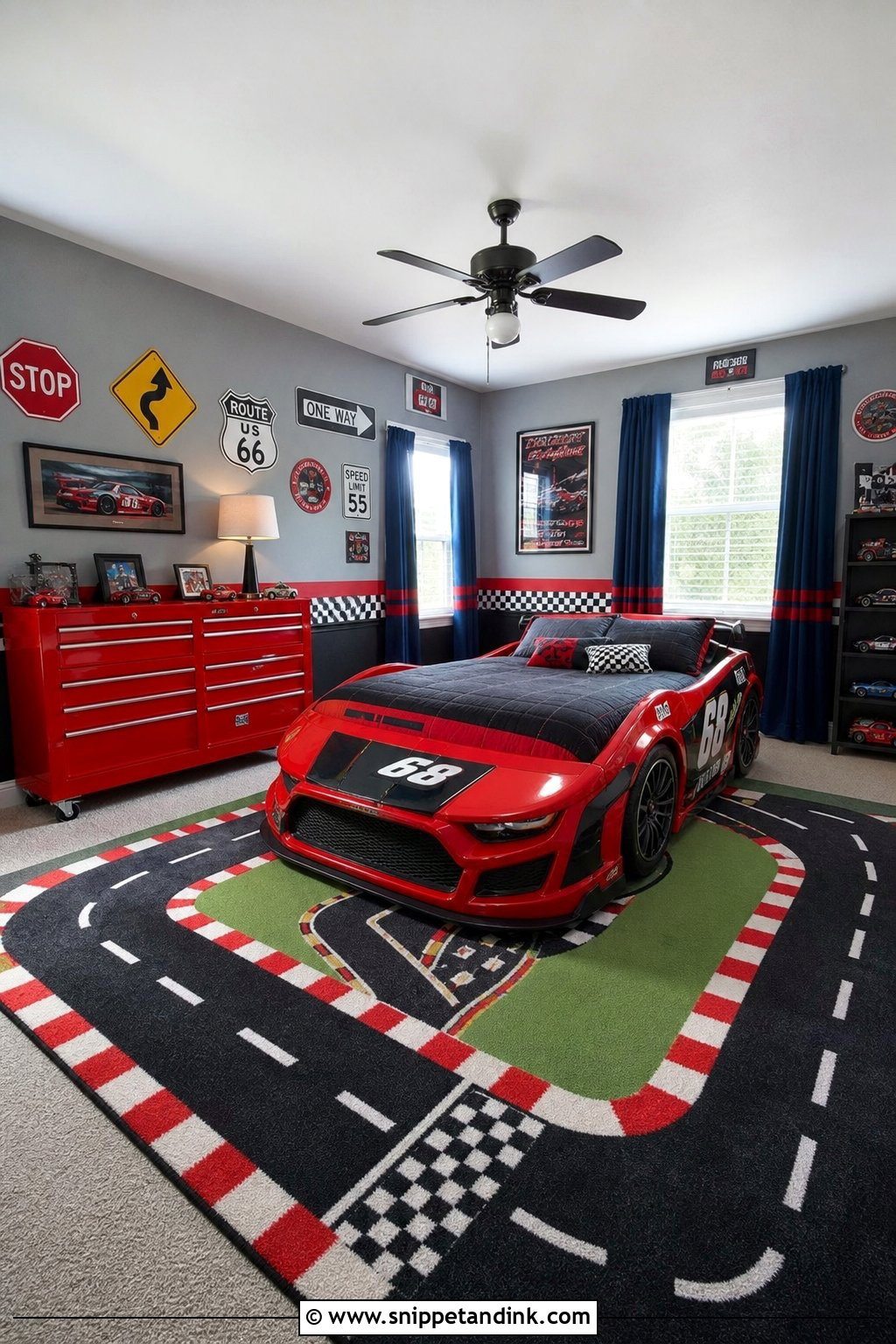 Cars Movie Racetrack Design - Snippet and Ink - 25 Disney Bedroom Ideas for Magical Spaces