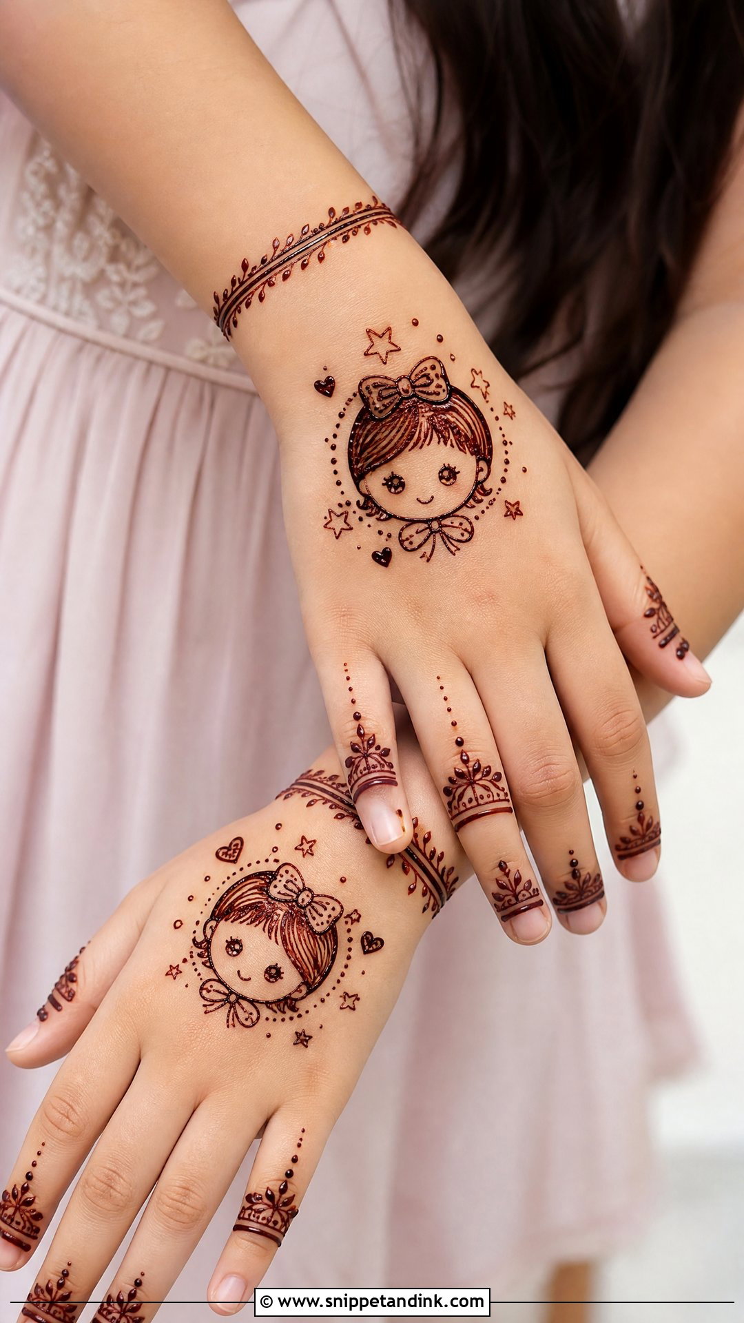 Cartoon Kids Mehndi Design - Snippet and Ink - 25 Small Kids Mehndi Designs