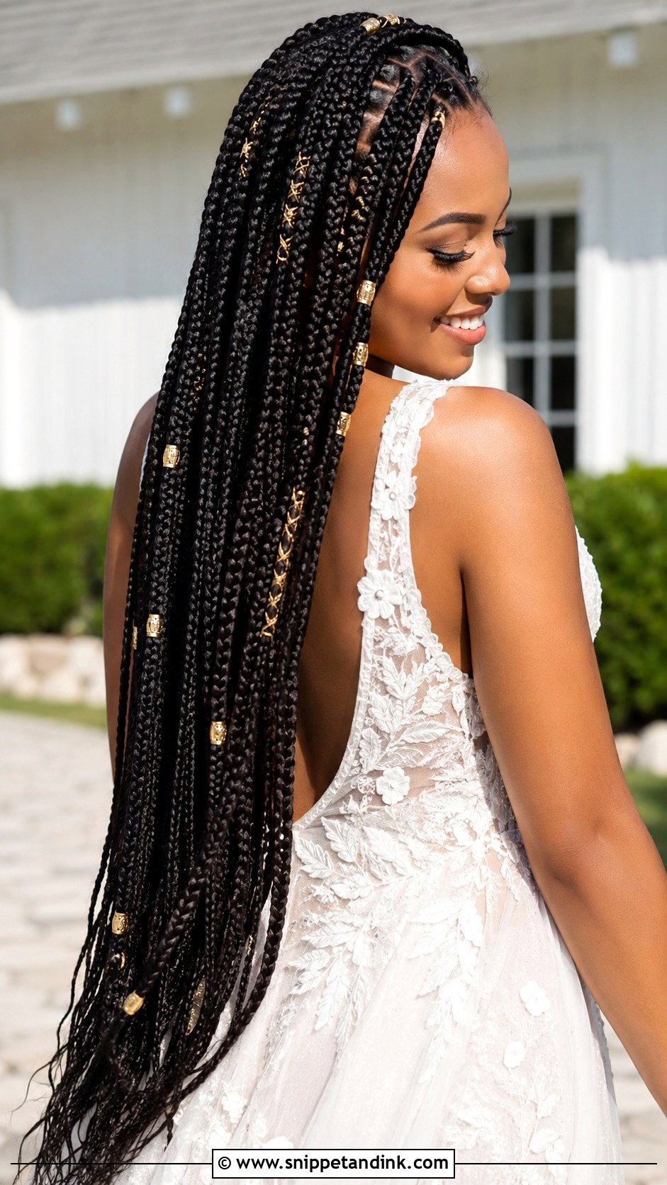Cascading Box Braids Down the Back - Snippet and Ink - 20 Box Braids Wedding Hairstyles