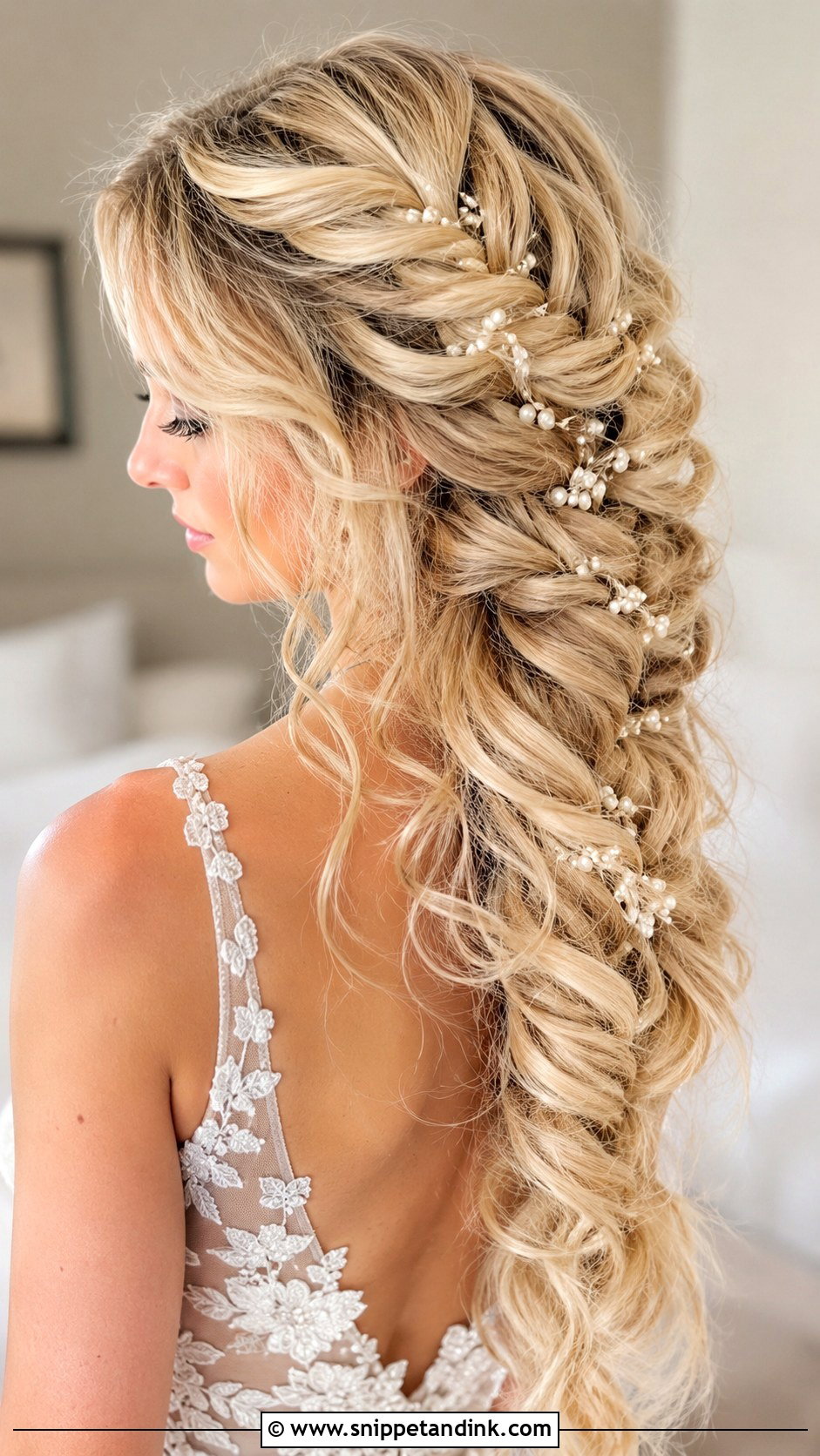 Cascading Braid With Loose Curls - Snippet and Ink - 30 Bridal Braids