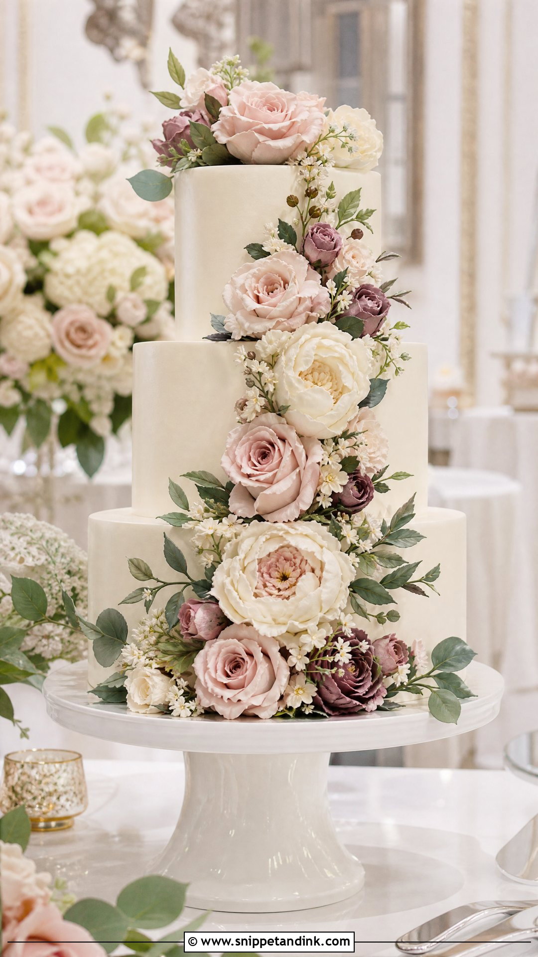 Cascading Buttercream Flower Wedding Cake - Snippet and Ink - 25 Buttercream Flower Cake Ideas for Wedding