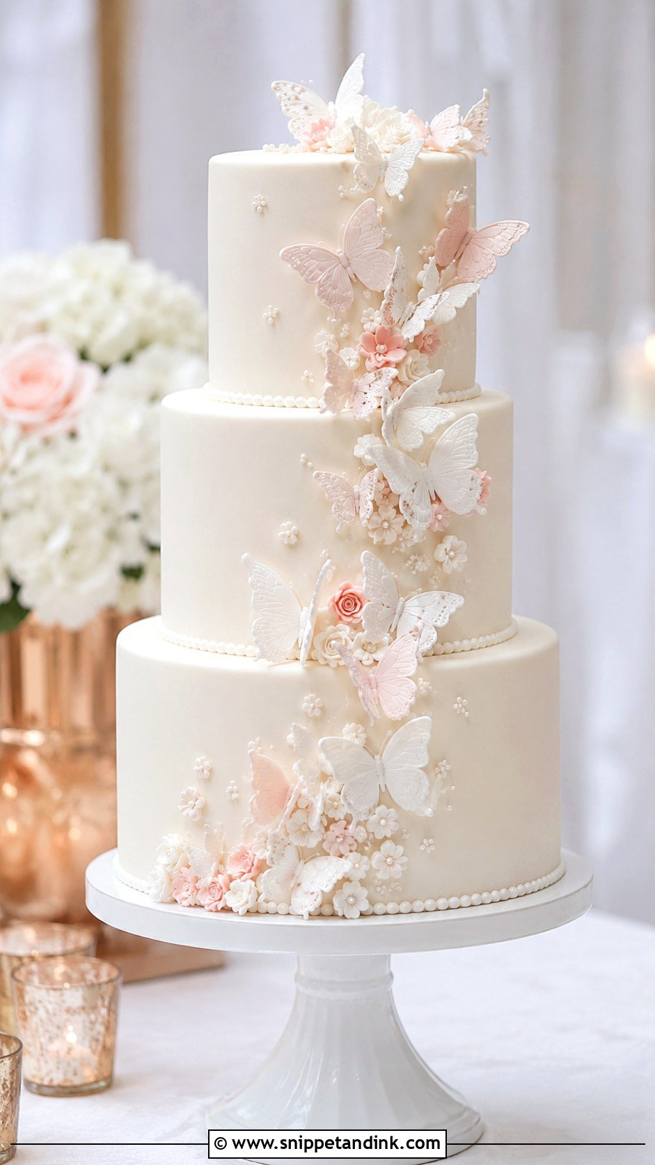 Cascading Butterfly Wedding Cake - Snippet and Ink - 20 Cake Ideas with Butterfly for Wedding