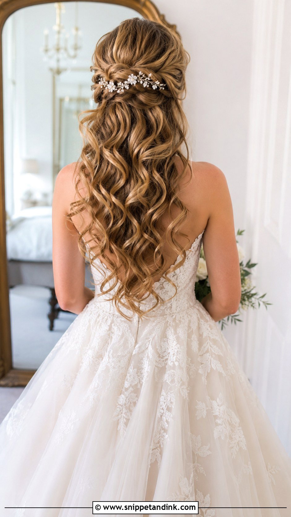 Cascading Curls Half Up - Snippet and Ink - 35 Wedding Hair Ideas