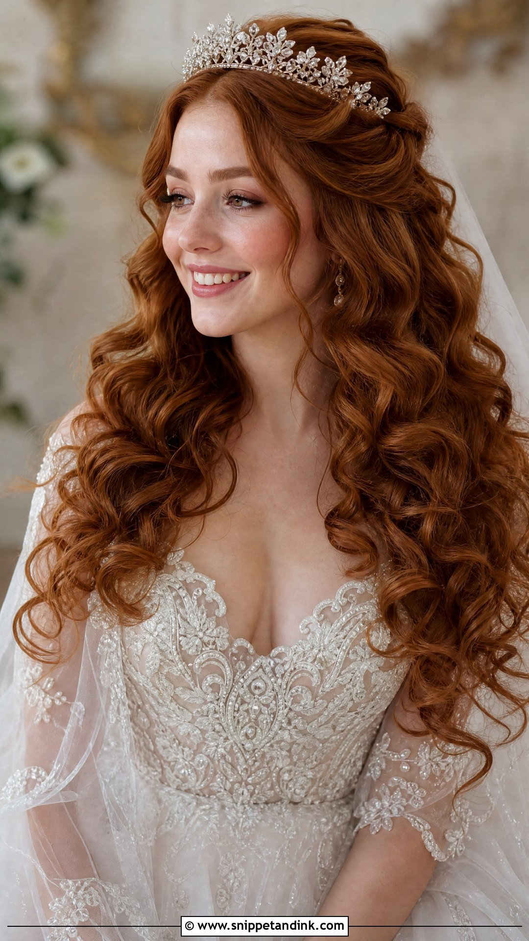Cascading Curls With Crown - Snippet and Ink - 25 Bridal Hairstyles with Crown