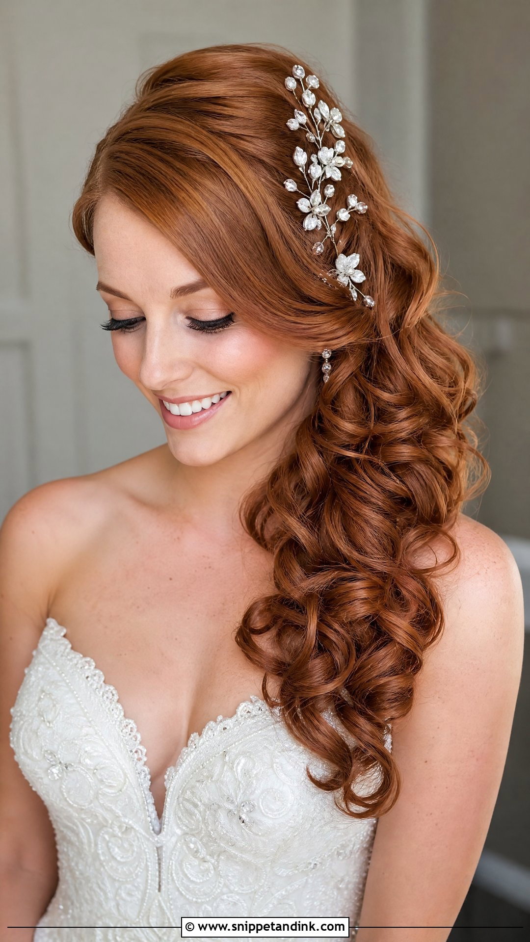 Cascading Curls With Side Part - Snippet and Ink - 25 Long Hair Bridal Hairstyles