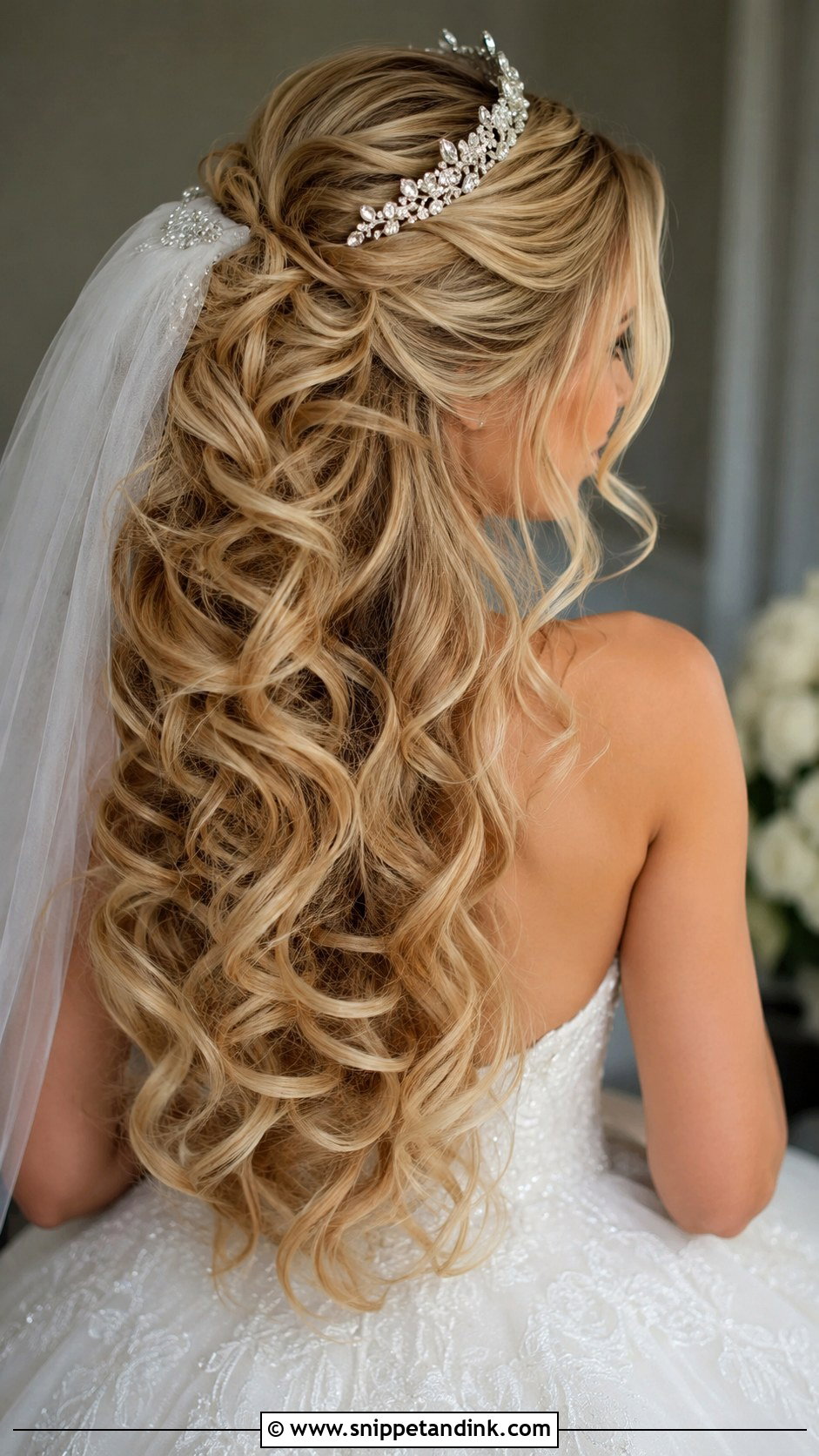 Cascading Curls With Tiara - Snippet and Ink - 25 Long Hair Wedding Hairstyles