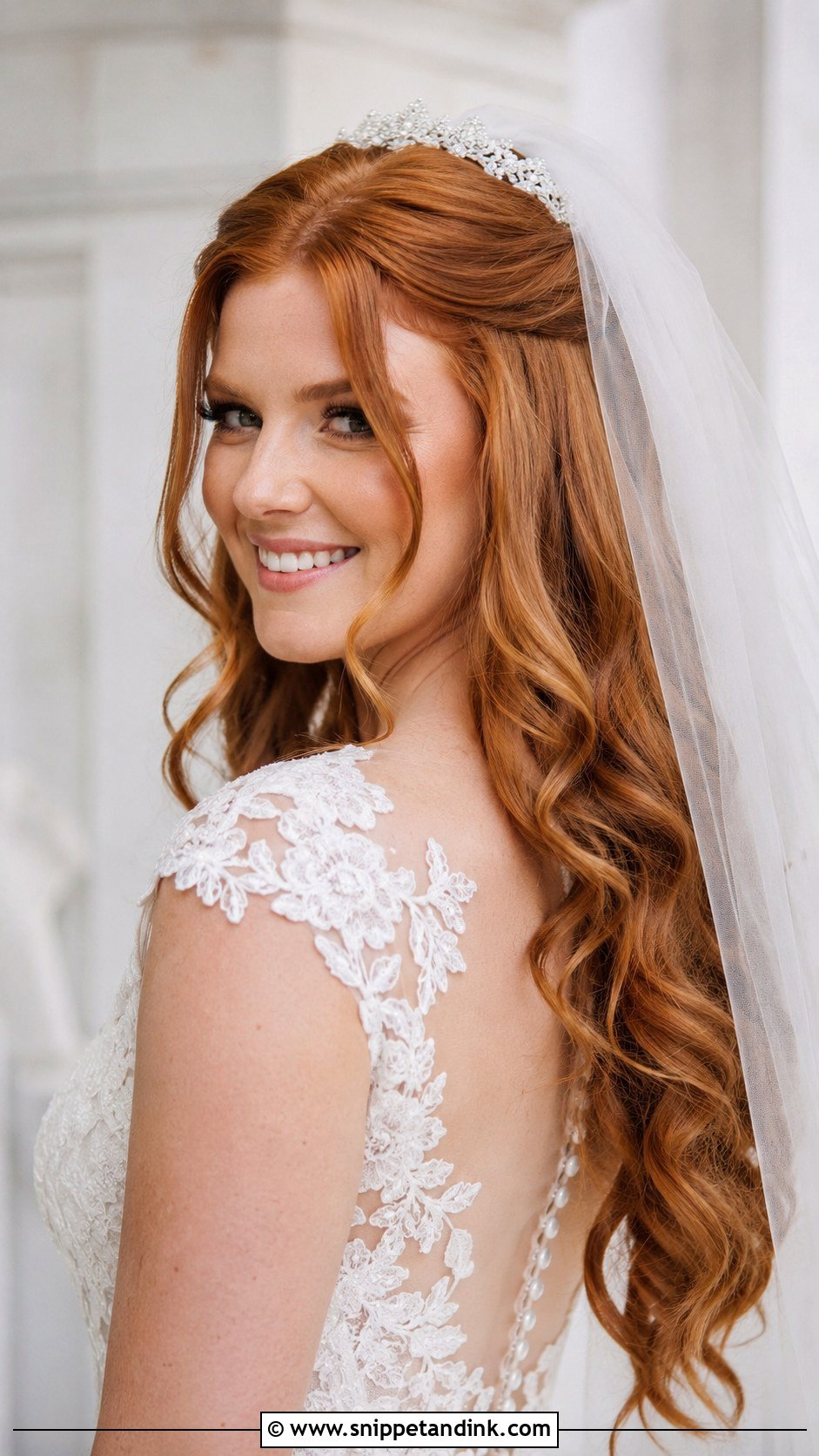Cascading Curls With a Veil for a Wedding - Snippet and Ink - 20 Hairstyle for a Wedding Ideas