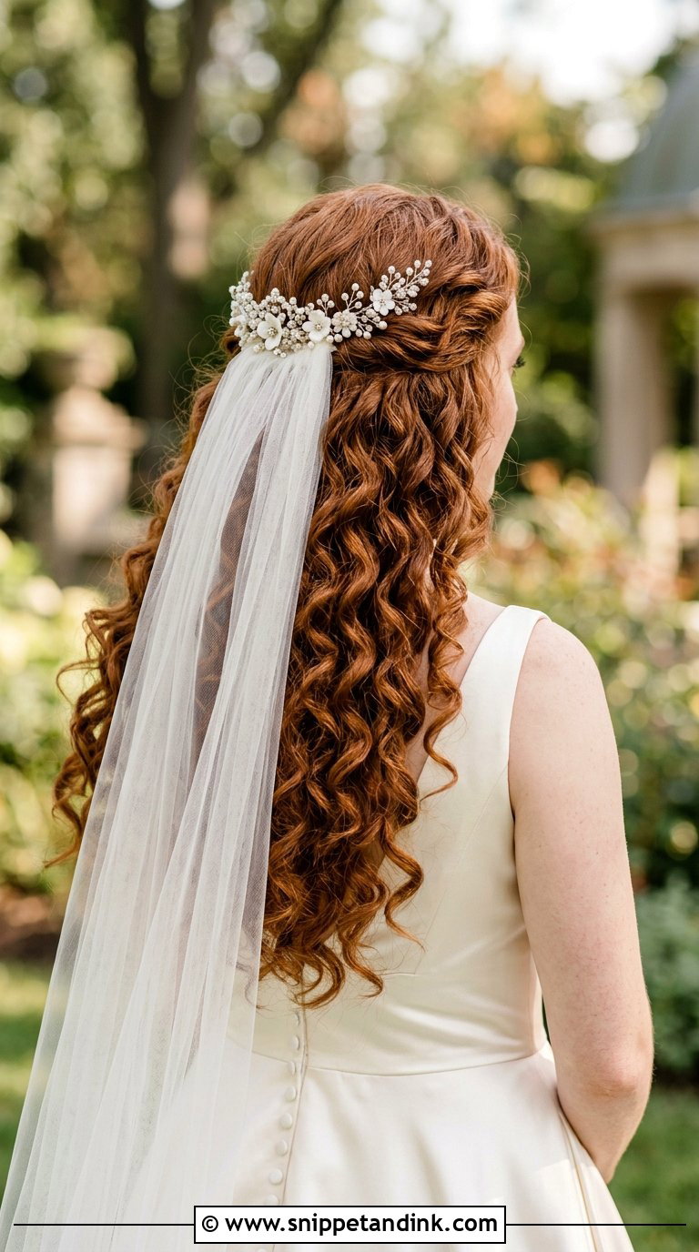 Cascading Curls with Back Crown - Snippet and Ink - 20 Bridal Hair with Crown Ideas