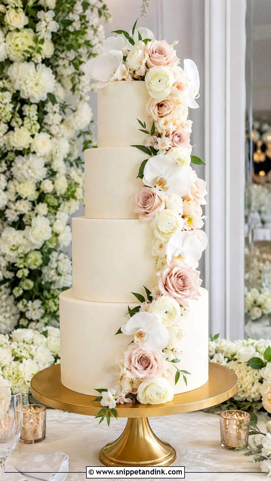 Cascading Flower Tiered Wedding Cake - Snippet and Ink - 30 Tiered Wedding Cake Ideas