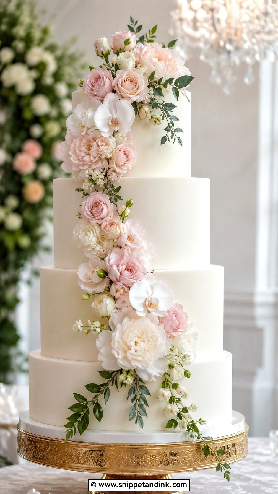 Cascading Flower Wedding Cake - Snippet and Ink - 20 Flower Cakes for Wedding