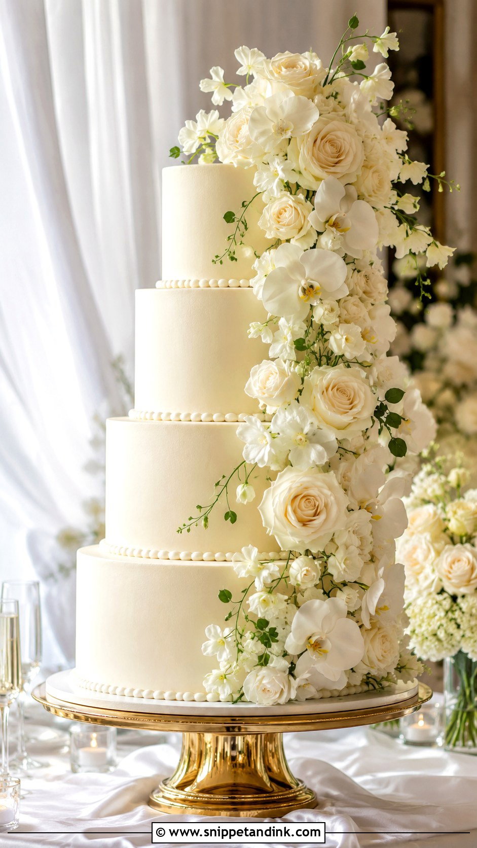 Cascading Flower Wedding Cake - Snippet and Ink - 20 Flower Wedding Cake Ideas