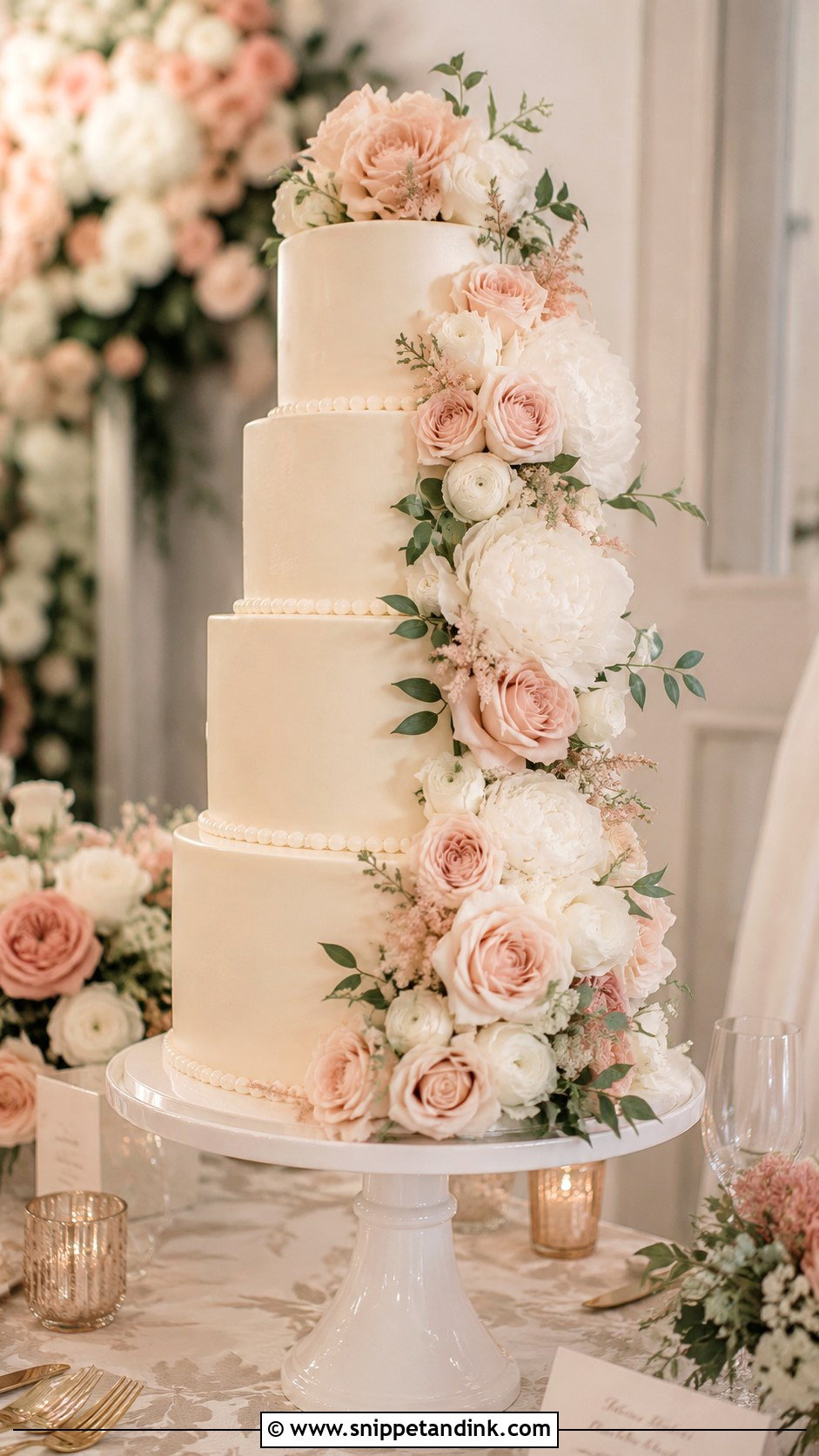 Cascading Flower Wedding Cake - Snippet and Ink - 20 Pretty Cakes for Wedding