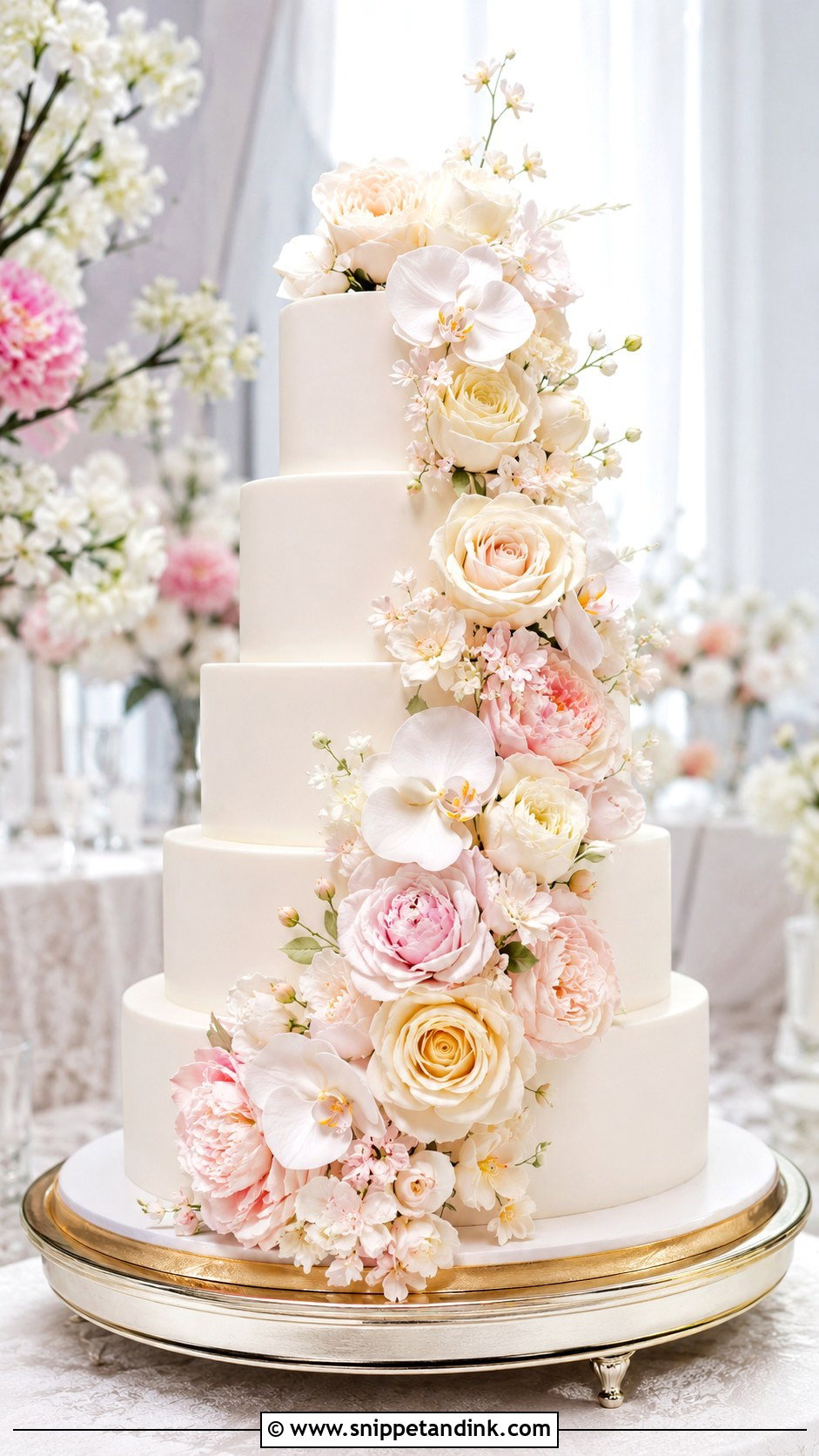 Cascading Flower Wedding Cake - Snippet and Ink - 20 Spring Flower Cake Ideas for Wedding