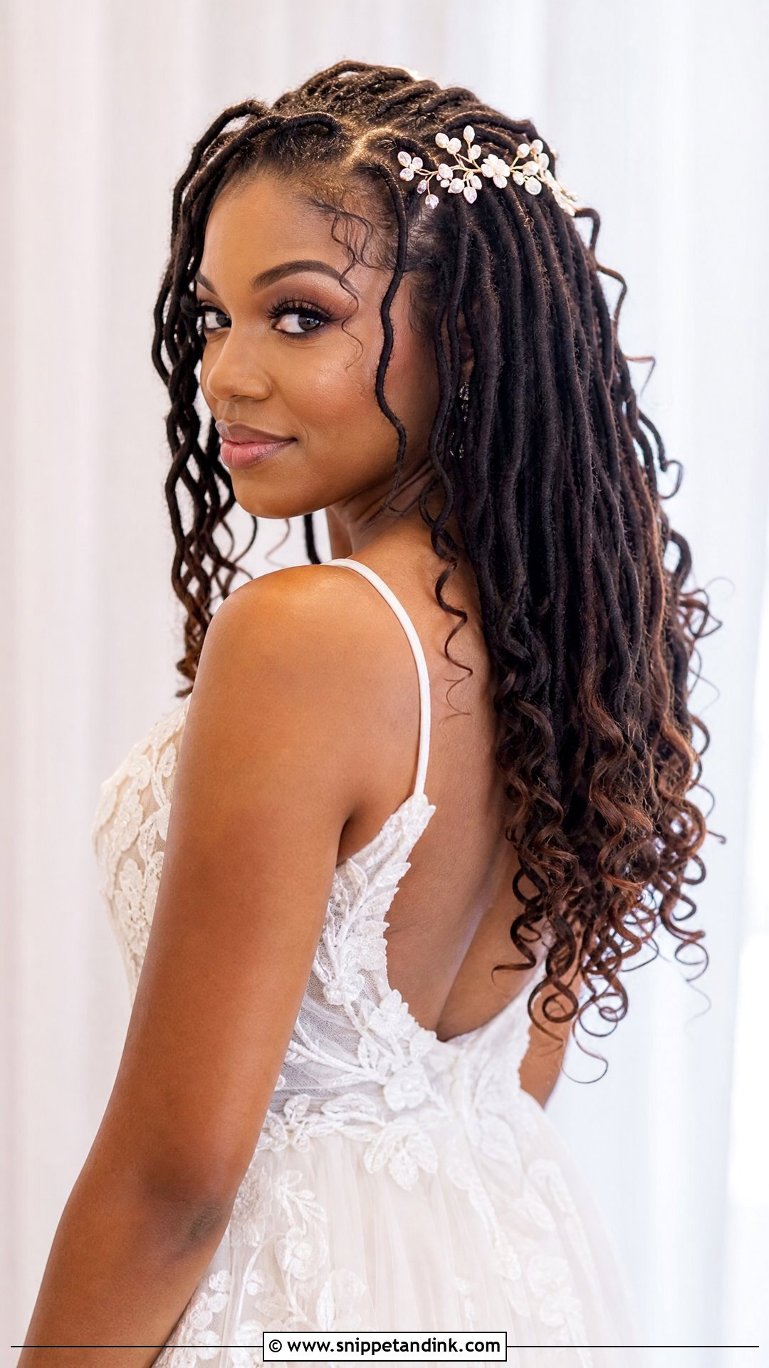 Cascading Loc Curls - Snippet and Ink - 20 Loc Bridal Hairstyles