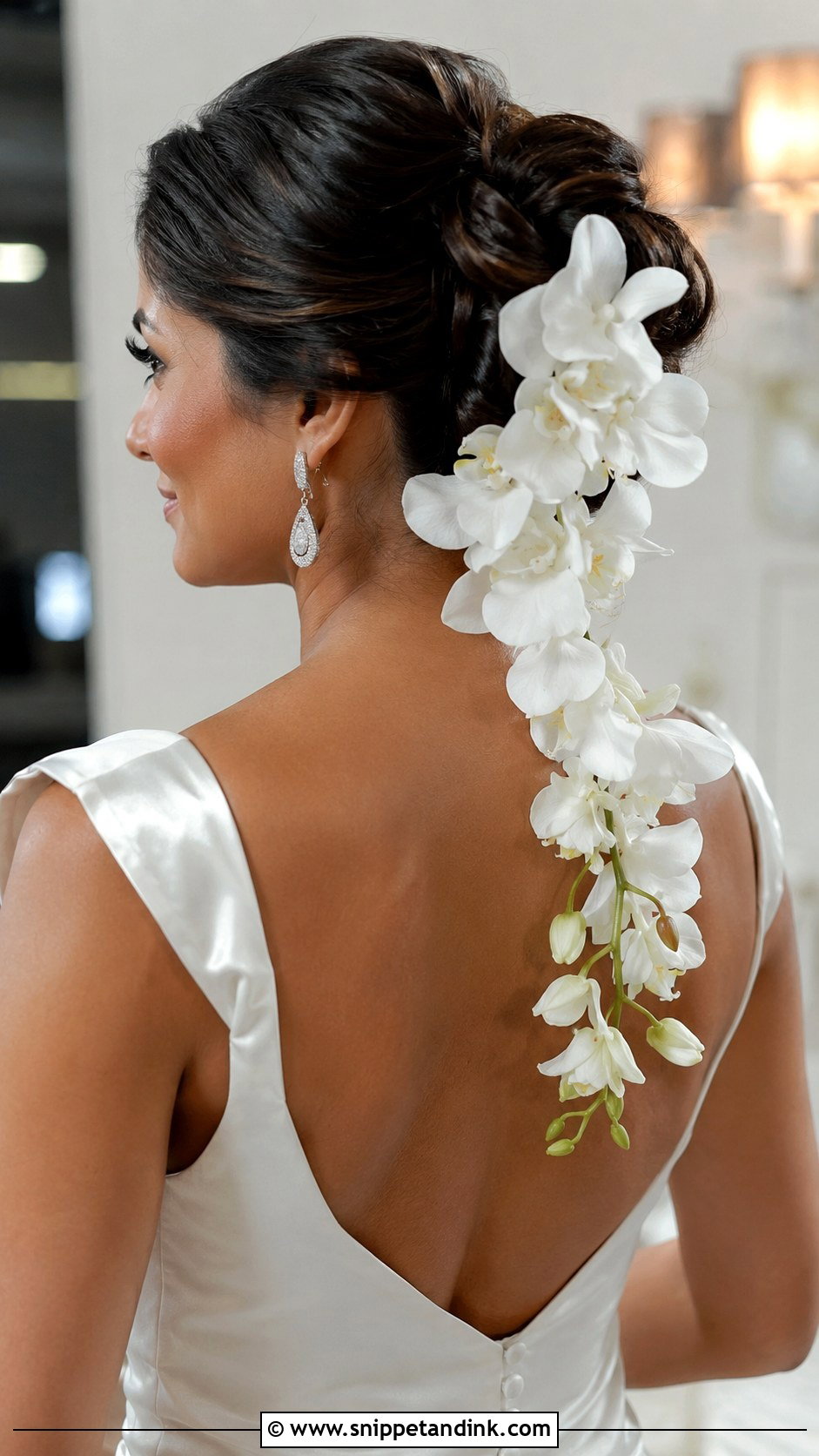 Cascading Orchid Updo - Snippet and Ink - 20 Flowers in Hair for Wedding