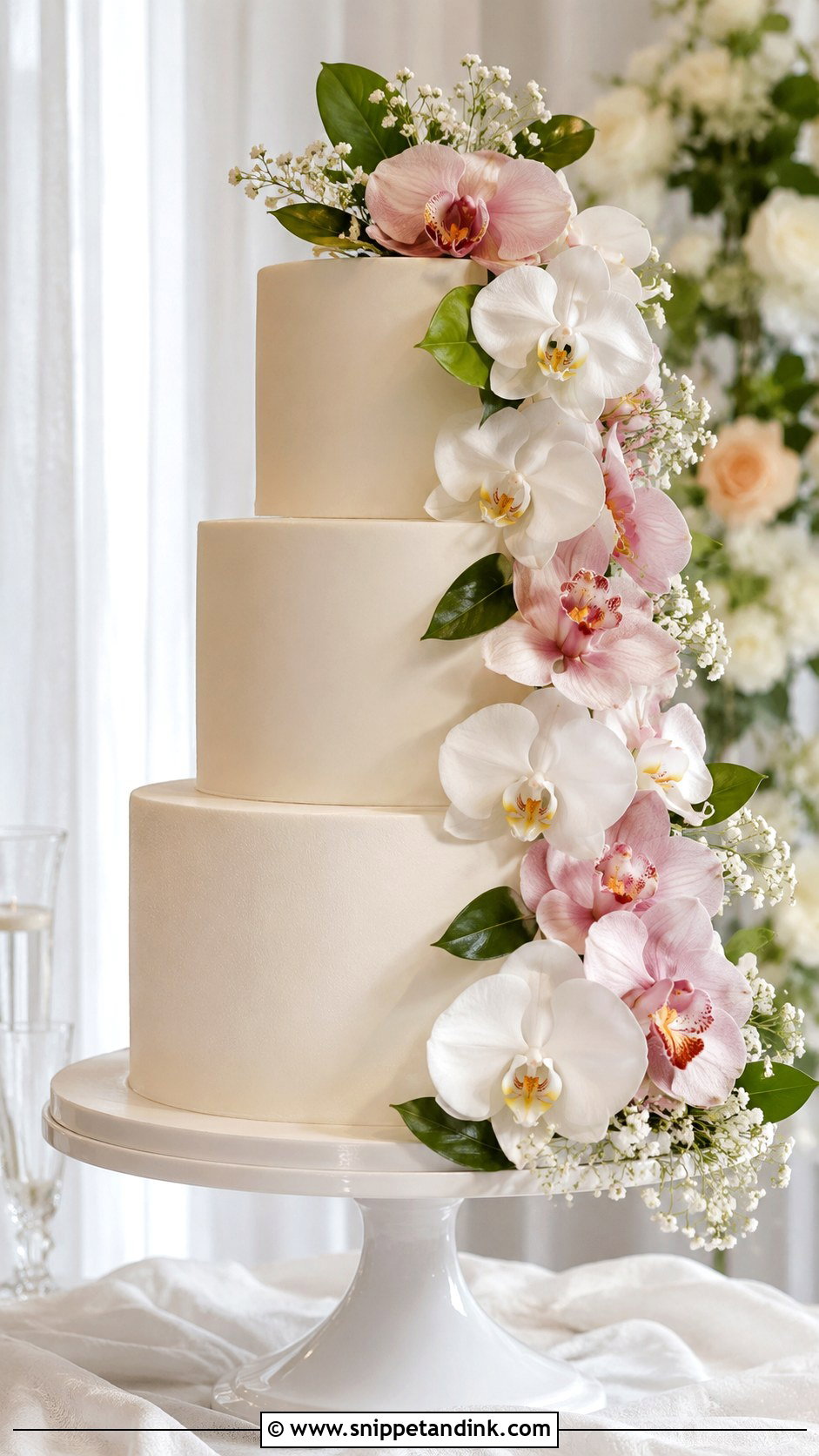 Cascading Orchid Wedding Cake - Snippet and Ink - 20 Elaborate Cakes for Wedding