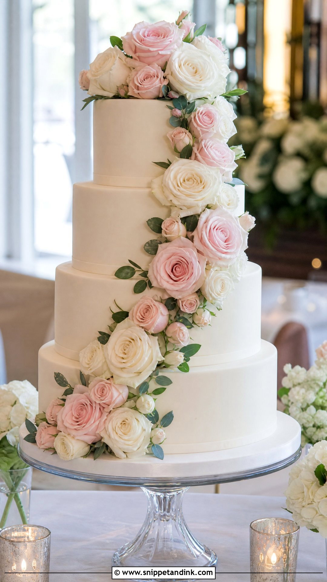 Cascading Roses Wedding Cake - Snippet and Ink - 20 Roses Cake Design Ideas for Wedding