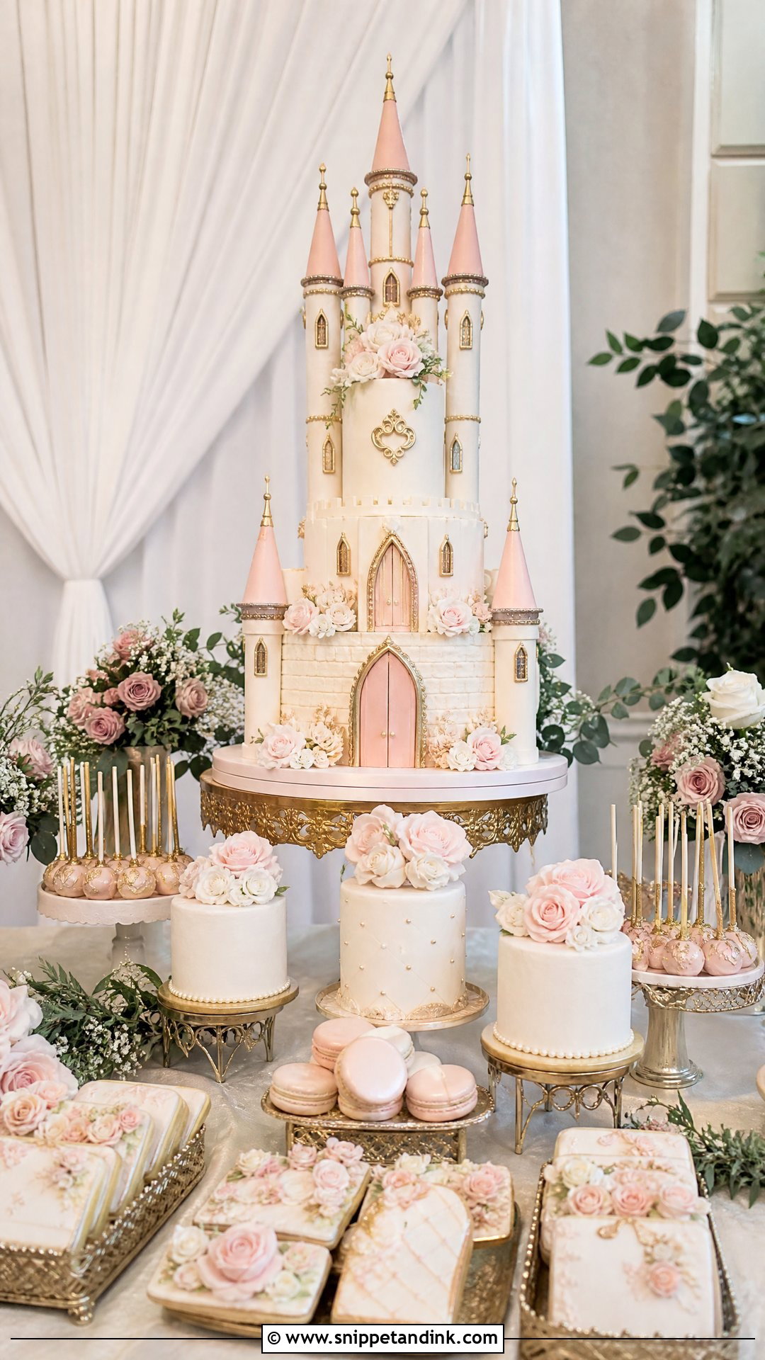 Castle Wedding Cake Dessert Table - Snippet and Ink - 25 Castle Theme Cake Ideas for Wedding