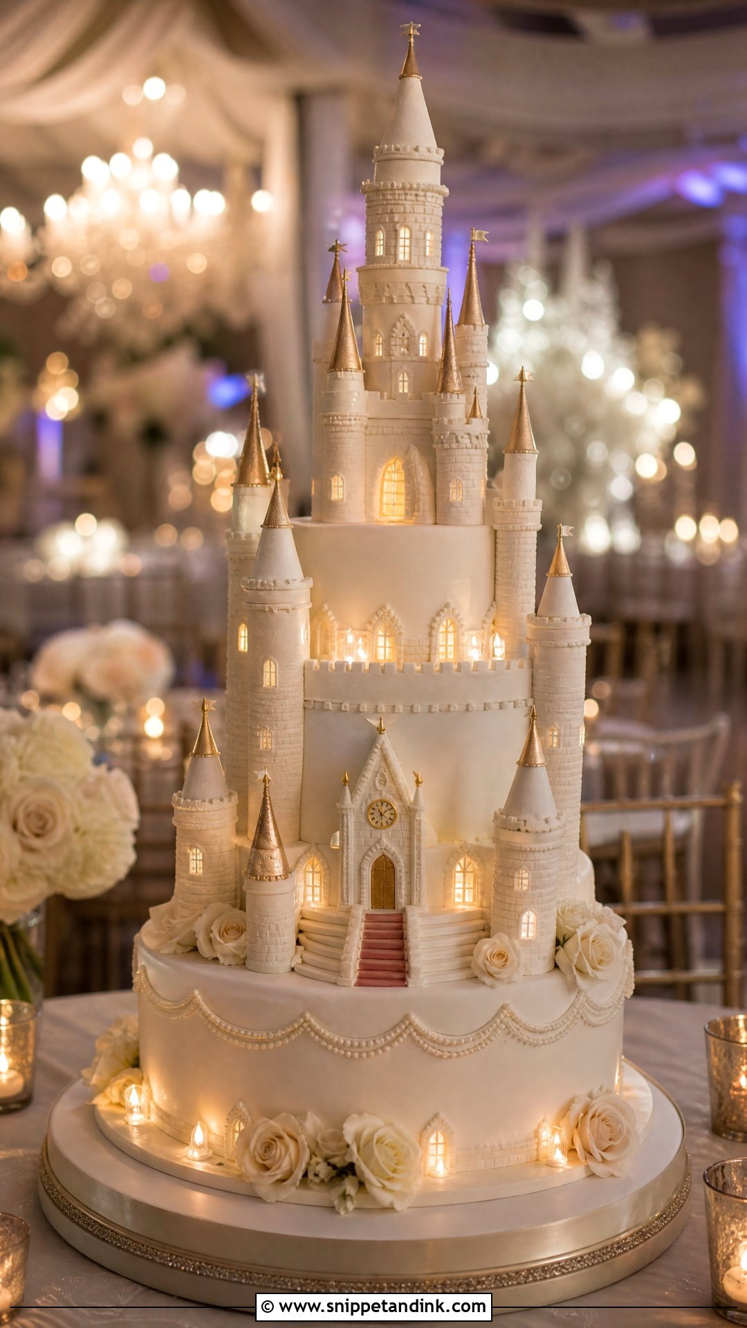 Castle Wedding Cake With Lights - Snippet and Ink - 25 Castle Theme Cake Ideas for Wedding