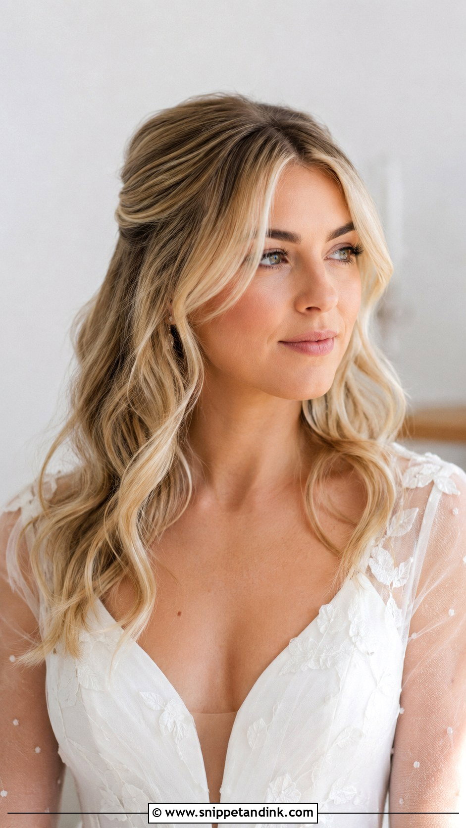 Casual Bridal Hair With Curtain Bangs - Snippet and Ink - 20 Casual Bridal Hair Ideas