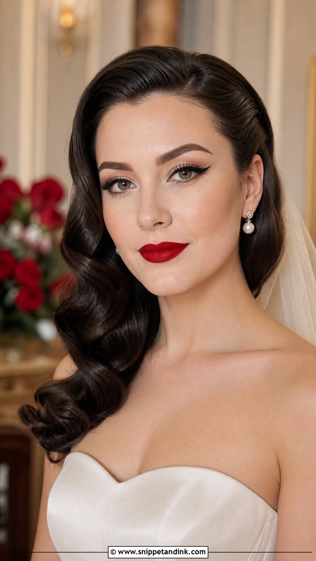 Cat Eye Bridal Makeup With Red Lip - Snippet and Ink - 20 Cat Eye Bridal Makeup Ideas