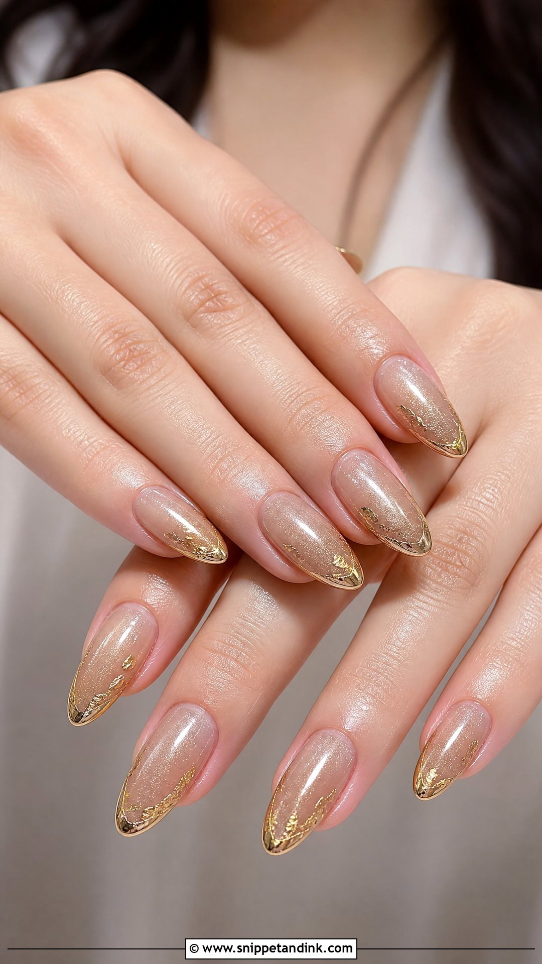 Cat Eye Bridal Nails With Gold Foil - Snippet and Ink - 25 Cat Eye Bridal Nails