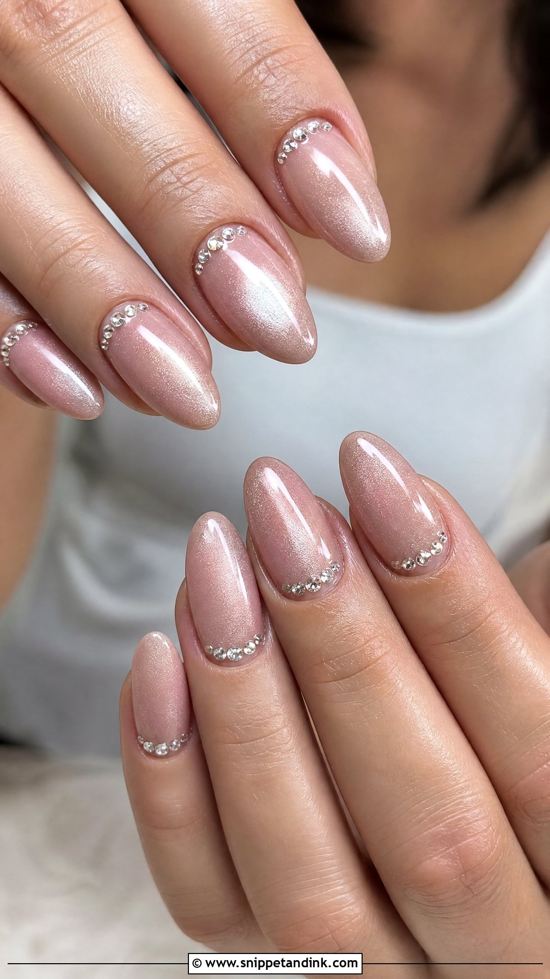 Cat Eye Bridal Nails With Rhinestones - Snippet and Ink - 25 Cat Eye Bridal Nails
