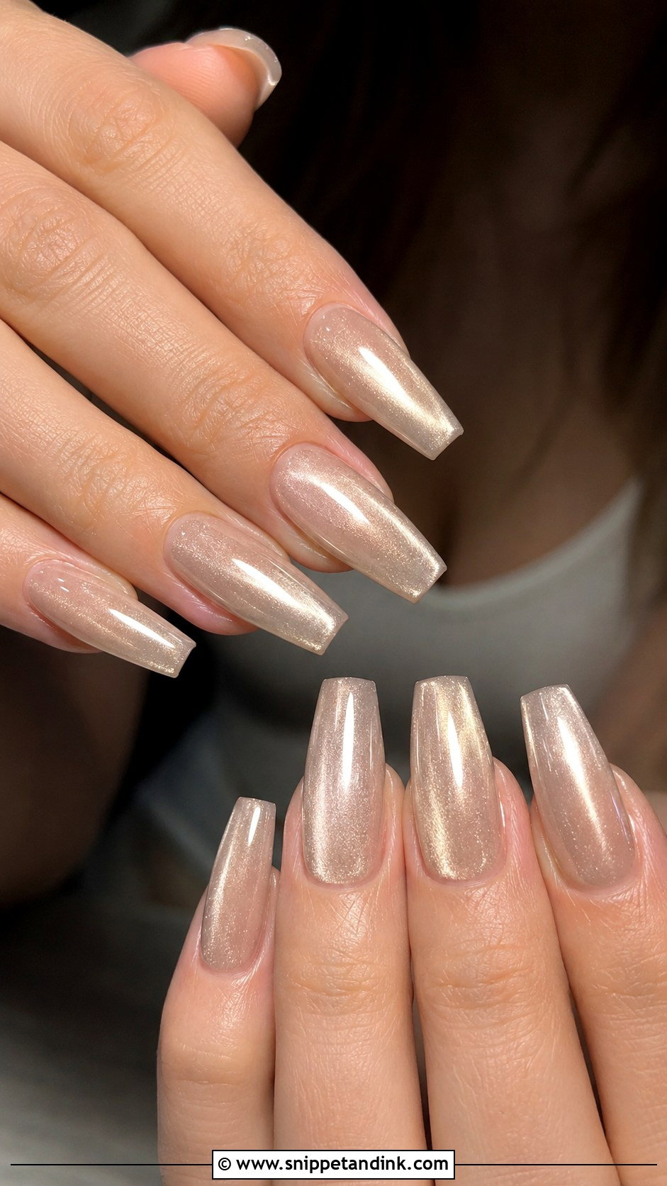 Cat Eye Coffin Wedding Nails - Snippet and Ink - 20 Coffin Shape Wedding Nails