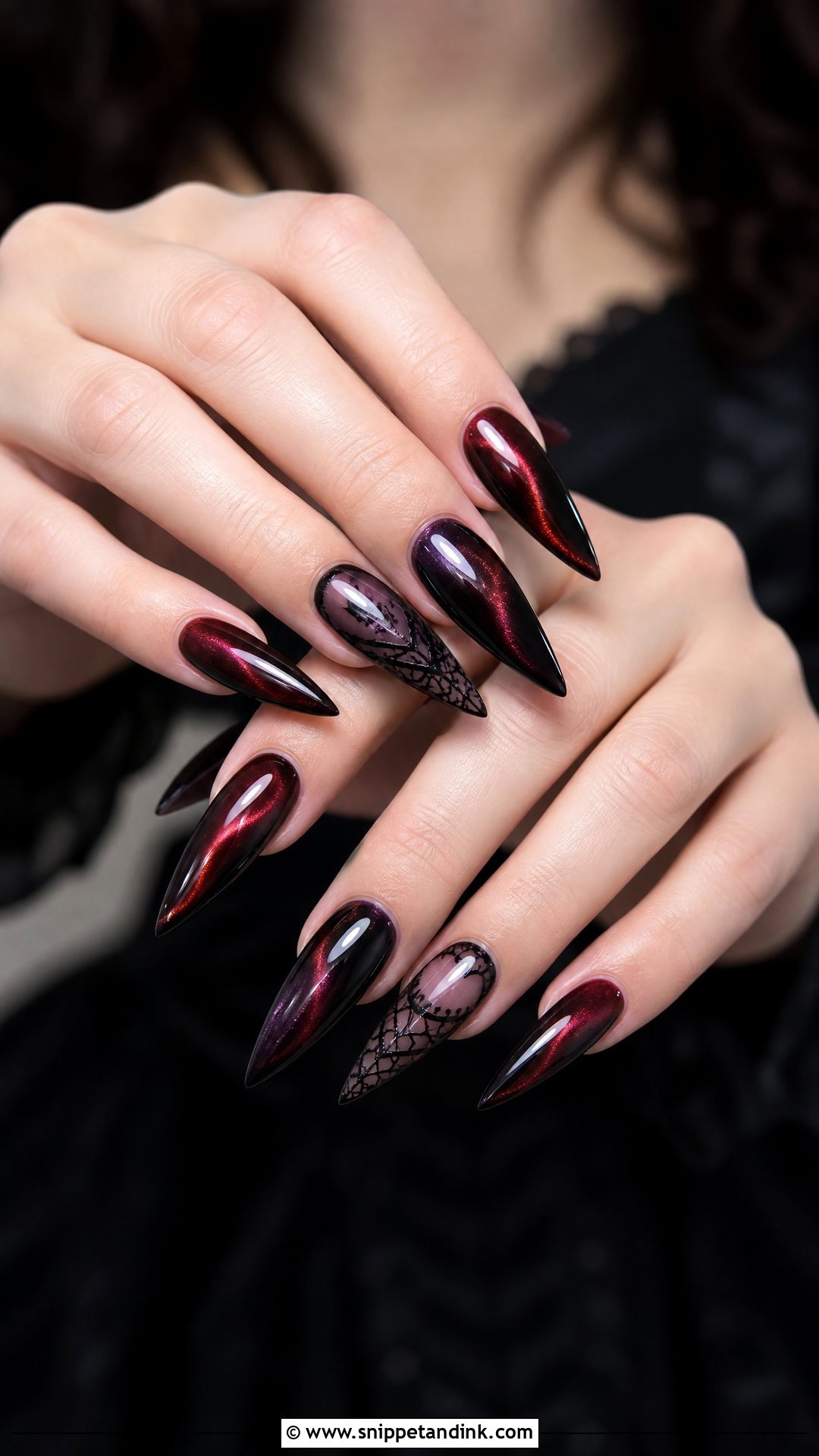 Cat Eye Goth Wedding Nails - Snippet and Ink - 25 Goth Wedding Nails