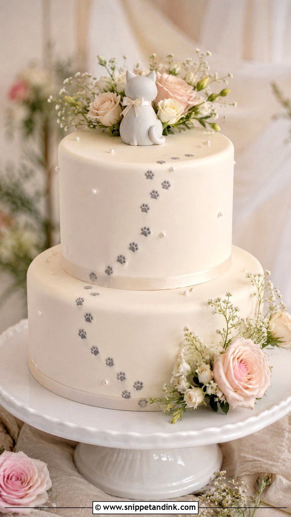 Cat Paw Print Wedding Cake - Snippet and Ink - 20 Pets on Wedding Cake Ideas