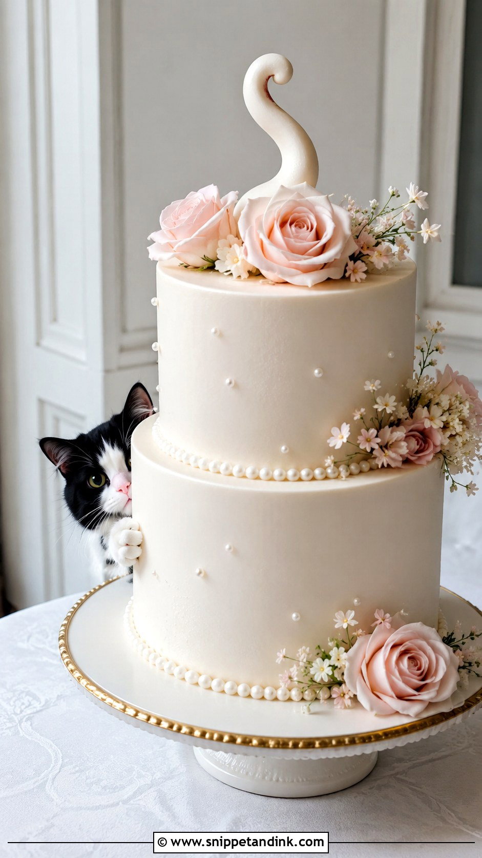 Cat Peeking Out Wedding Cake - Snippet and Ink - 20 Pets on Wedding Cake Ideas