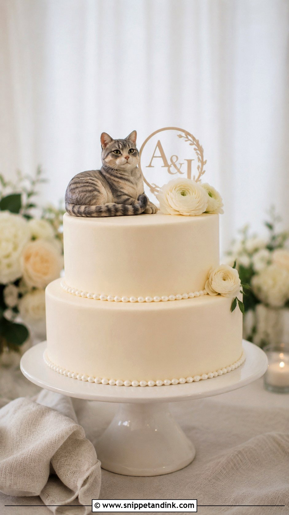 Cat Wedding Cake Topper - Snippet and Ink - 20 Pets on Wedding Cake Ideas