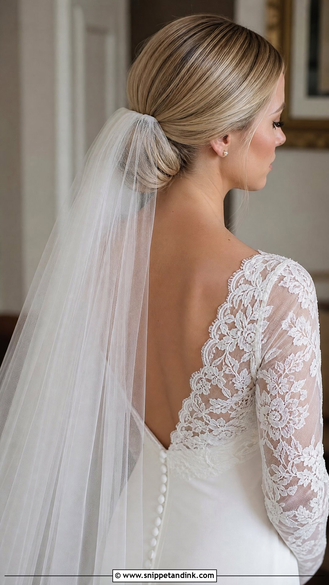 Cathedral Veil Low Bun - Snippet and Ink - 15 Hair Accessories for Women Wedding Ideas