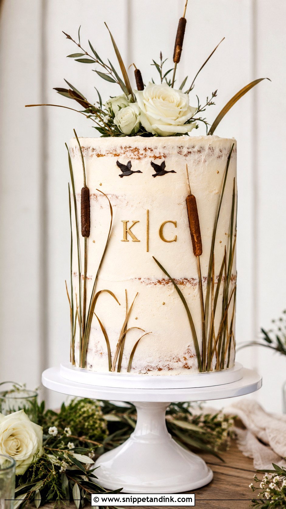 Cattail Wedding Cake - Snippet and Ink - 20 Duck Hunting Wedding Cake Ideas