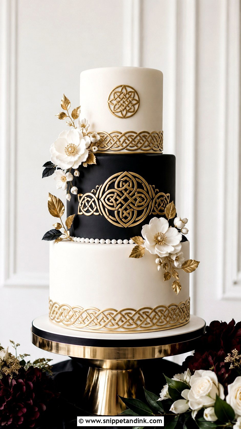 Celtic Wedding Cake With Black And Gold - Snippet and Ink - 30 Celtic Wedding Cake Ideas