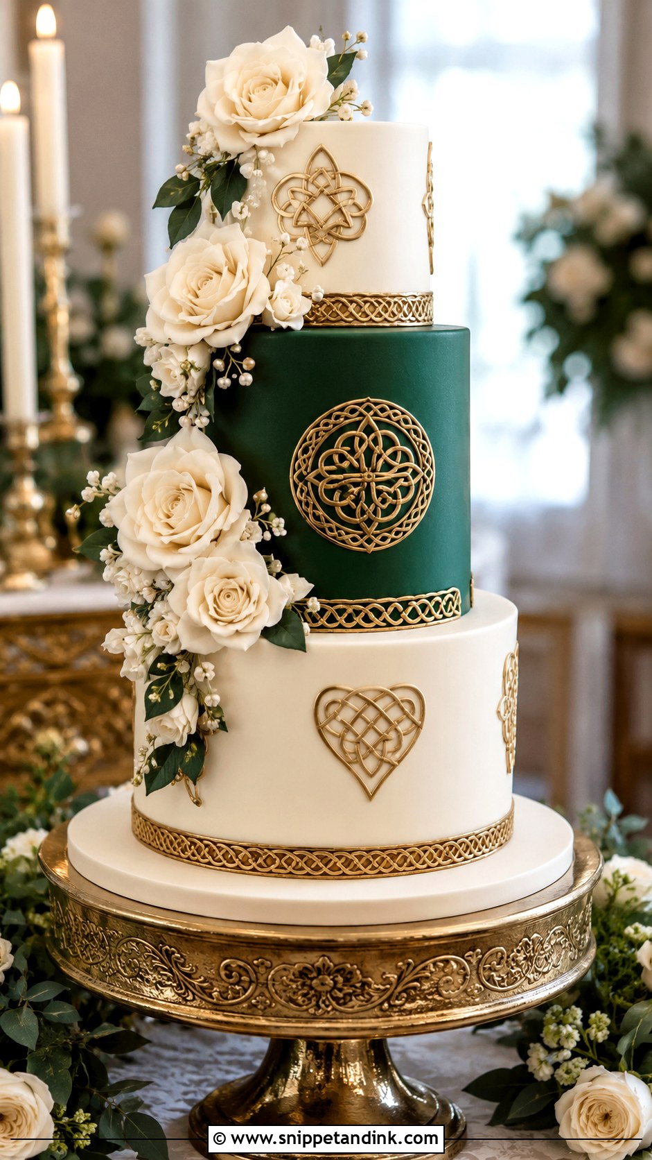 Celtic Wedding Cake With Emerald Color - Snippet and Ink - 30 Celtic Wedding Cake Ideas