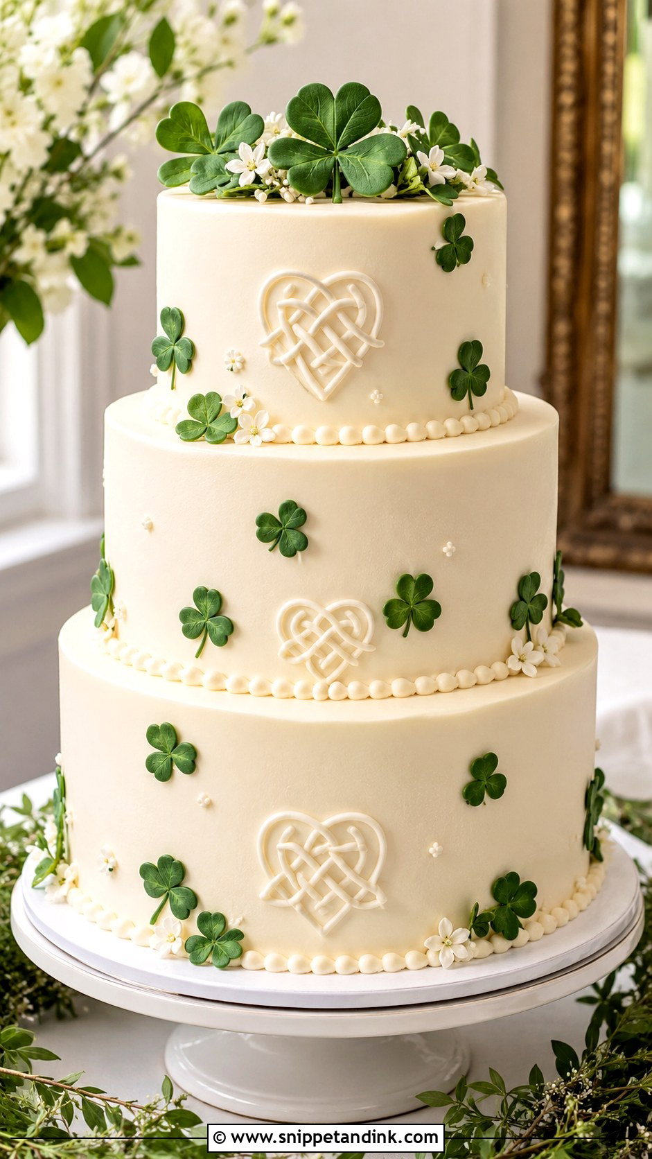 Celtic Wedding Cake With Shamrocks - Snippet and Ink - 30 Celtic Wedding Cake Ideas