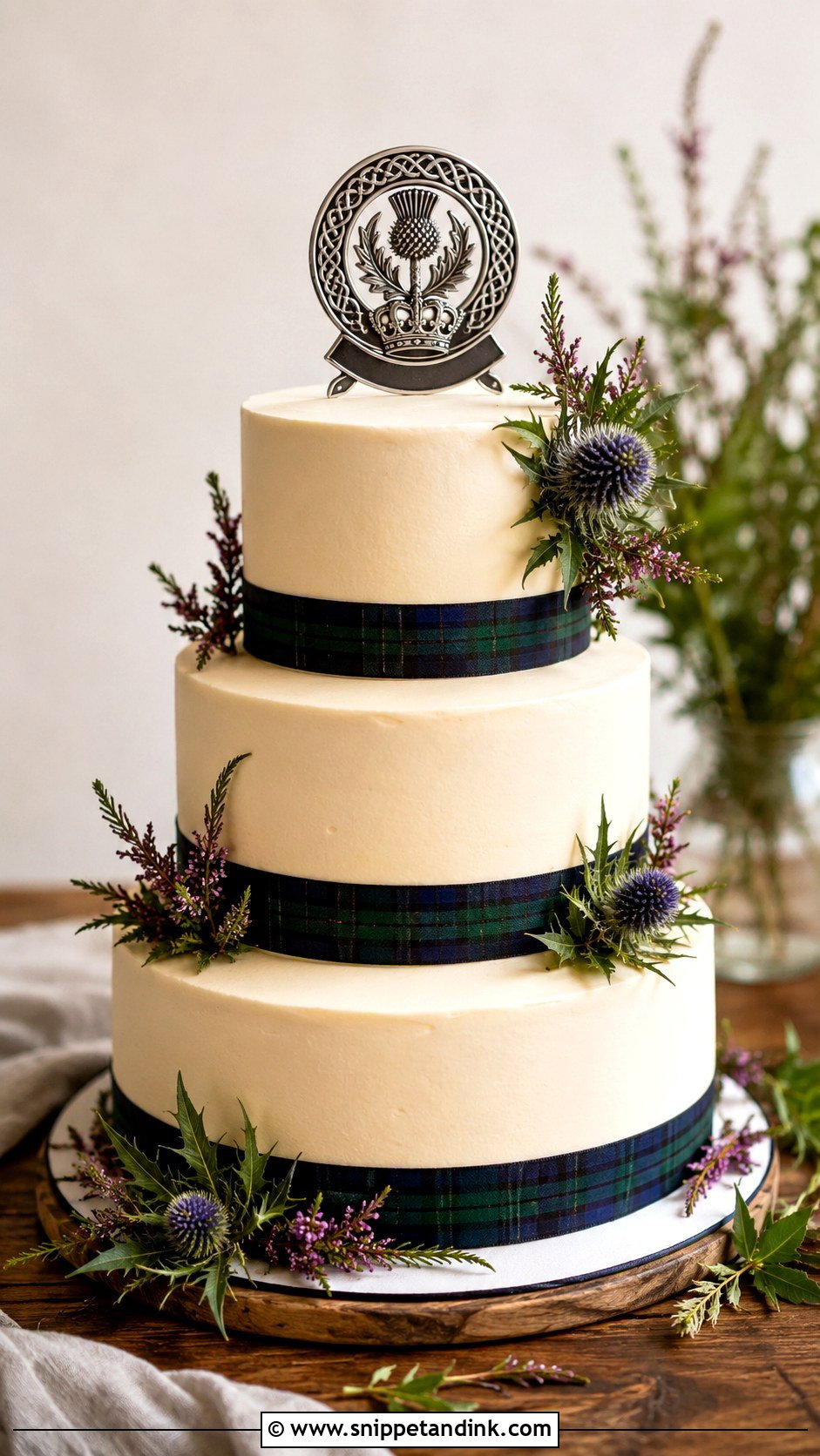 Celtic Wedding Cake With Tartan Ribbon - Snippet and Ink - 30 Celtic Wedding Cake Ideas