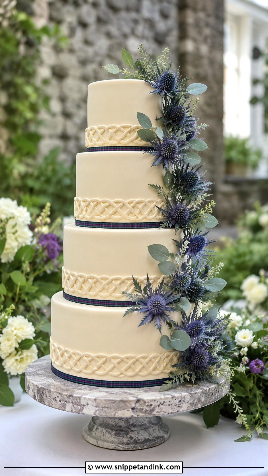Celtic Wedding Cake With Thistles - Snippet and Ink - 30 Celtic Wedding Cake Ideas