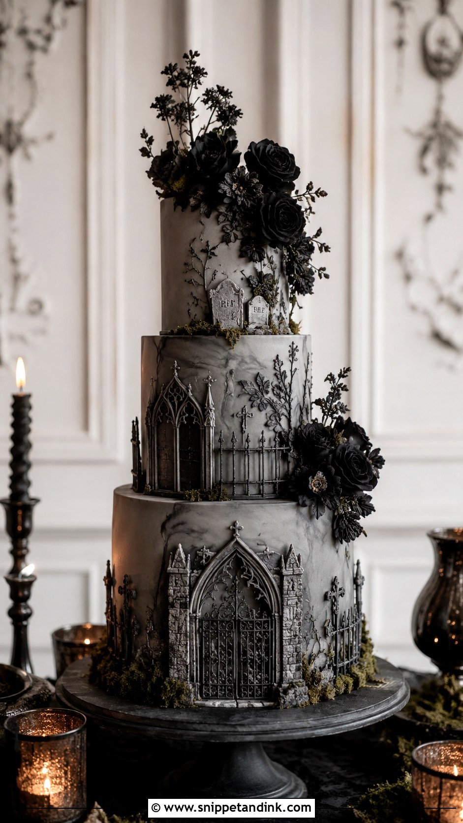 Cemetery Halloween Wedding Cake - Snippet and Ink - 25 Elegant Halloween Wedding Cake Ideas
